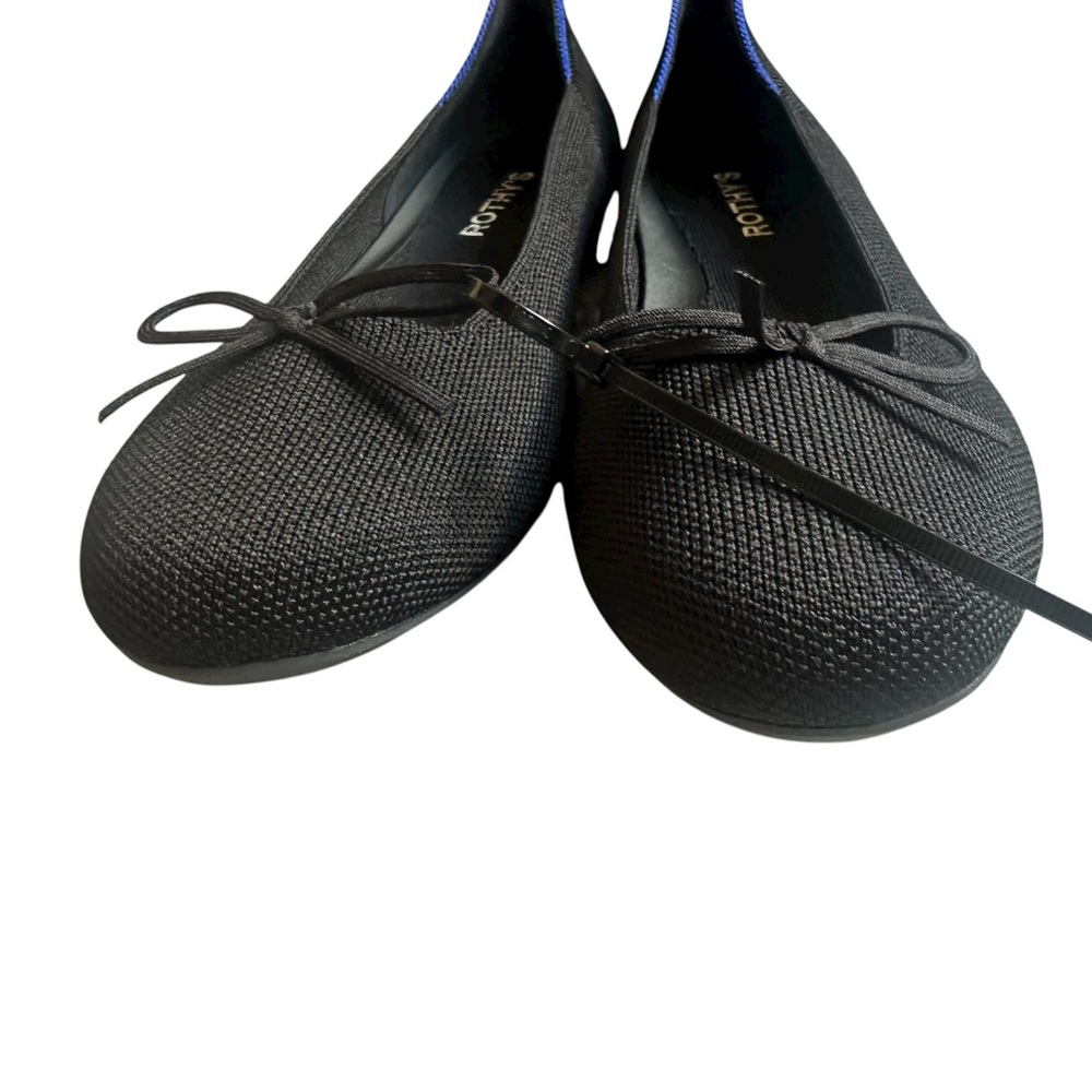 NEW Rothy's Black Ballerina Flats with Bow - Picture 2 of 10